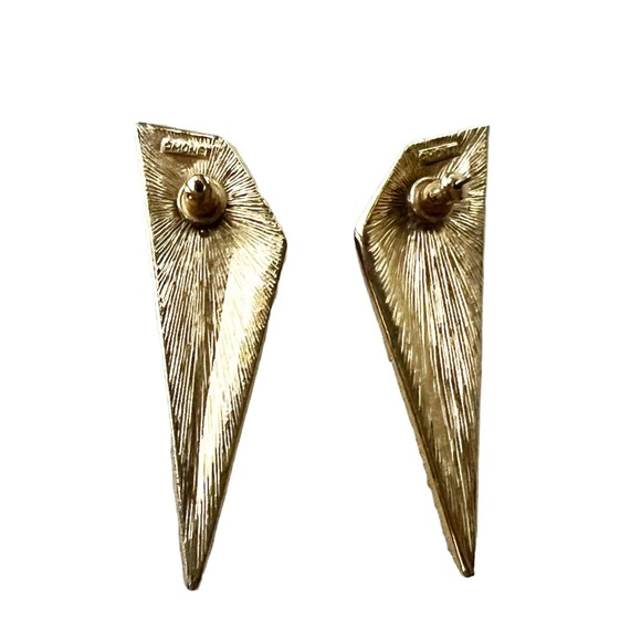 Vtg Monet Drop Earrings Cream White Enamel Gold Tone Pierced Signed Prism - Picture 2 of 5